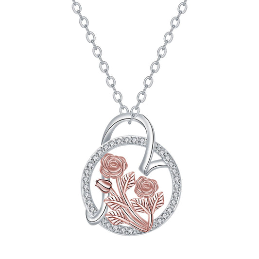 Copper With Silver/Rosegold Plated Flower Pendant Necklace