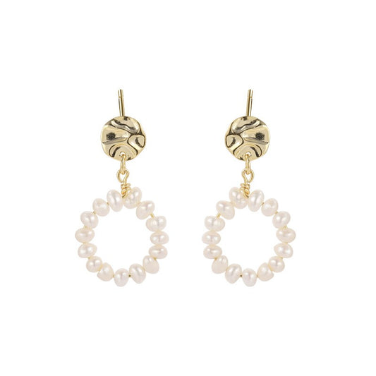 925 Sterling Silver Natural Pearl Earrings Fashion Jewelry Gift for Women Girl