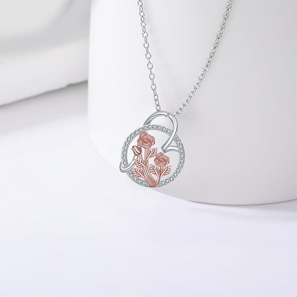 Copper With Silver/Rosegold Plated Flower Pendant Necklace