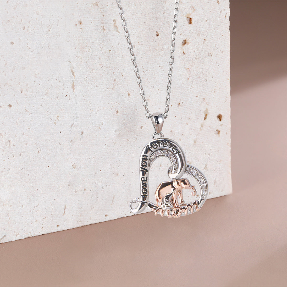 Copper With Silver/Rosegold Plated Heart Pendant Necklace