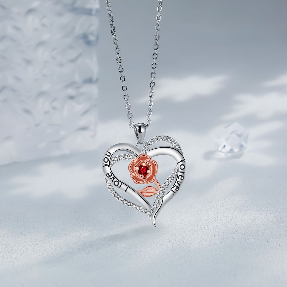 Copper With Silver/Rosegold Plated Heart Pendant Necklace