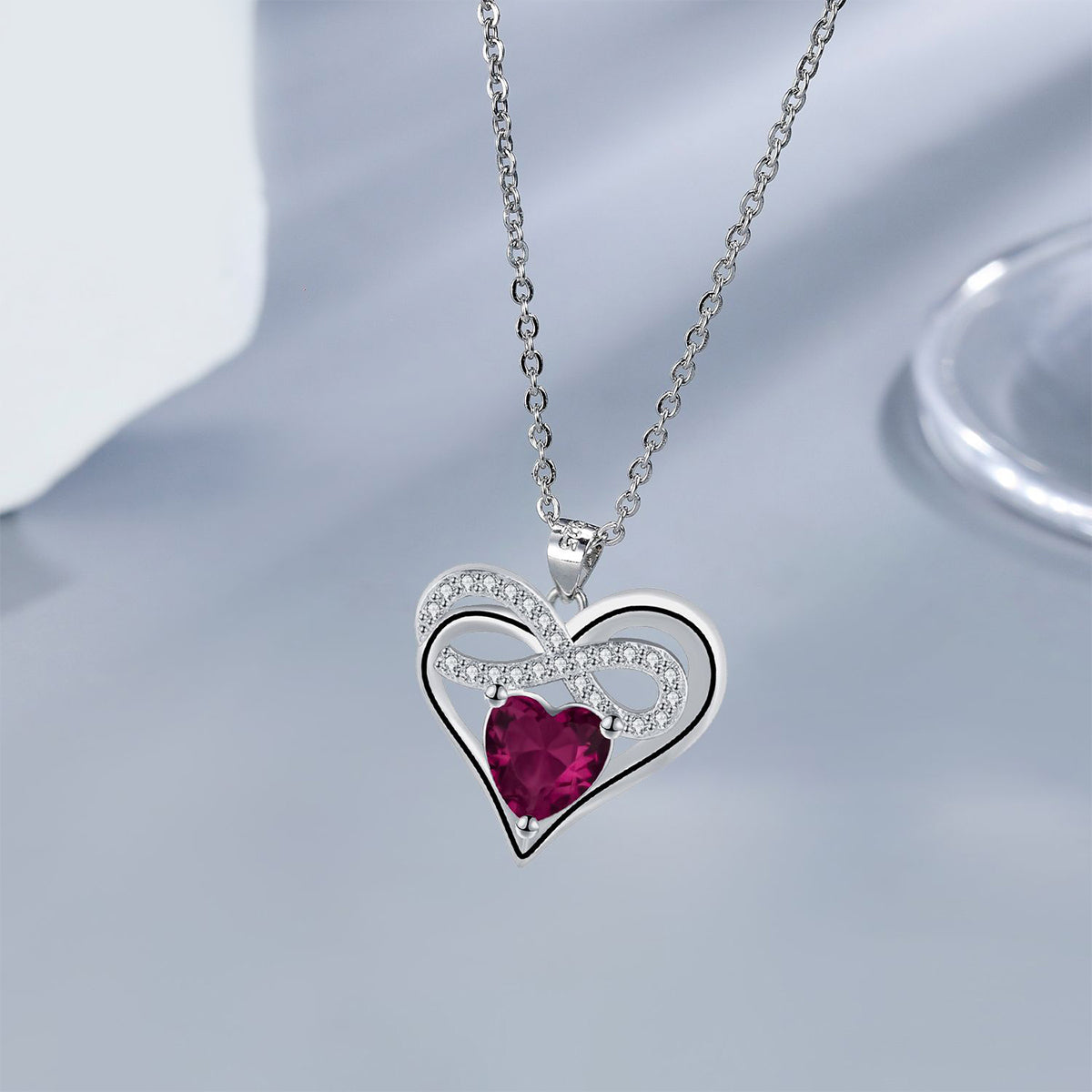 Copper With Silver Plated Heart Infinity Pendant Necklace
