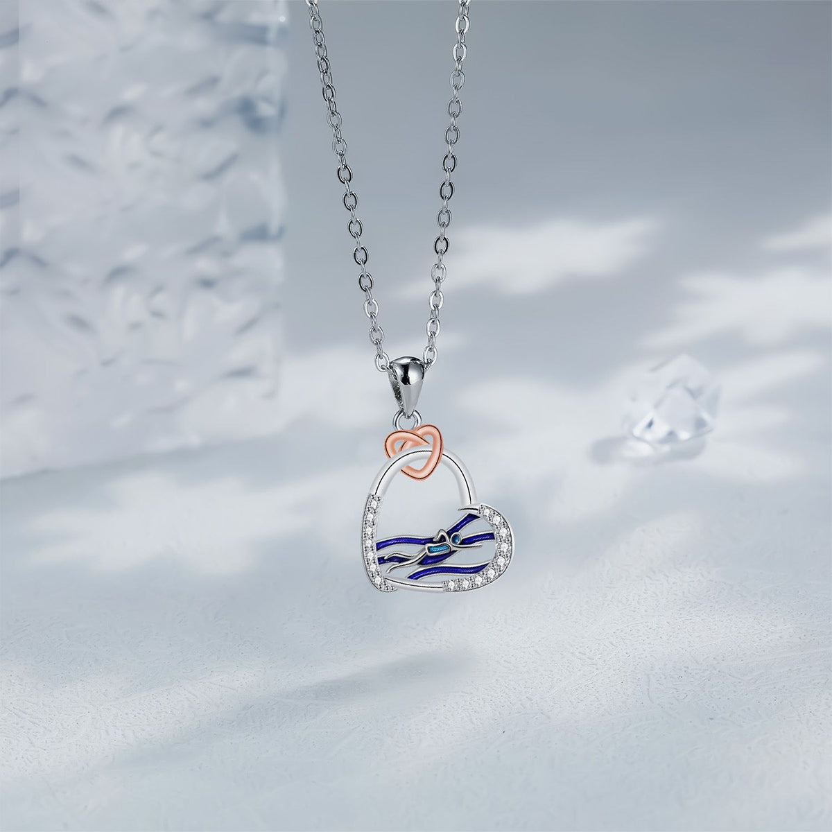 Copper With Silver/Rosegold Plated Heart Pendant Necklace