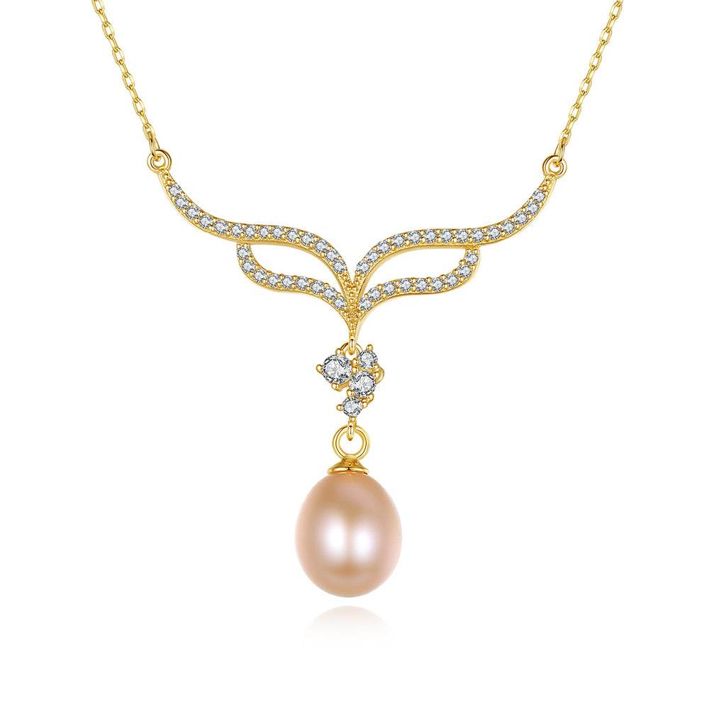 925 Sterling Silver Natural Pearl Drop Necklace Fashion Jewelry Gift for Women Girls