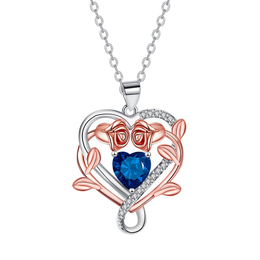 Copper With Silver/Rosegold Plated Heart Pendant Necklace