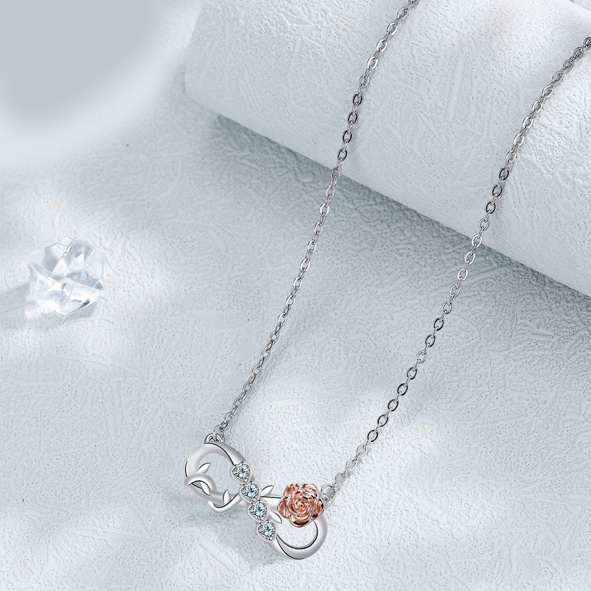 Copper With Silver/Rosgold Plated Infinity Pendant Necklace