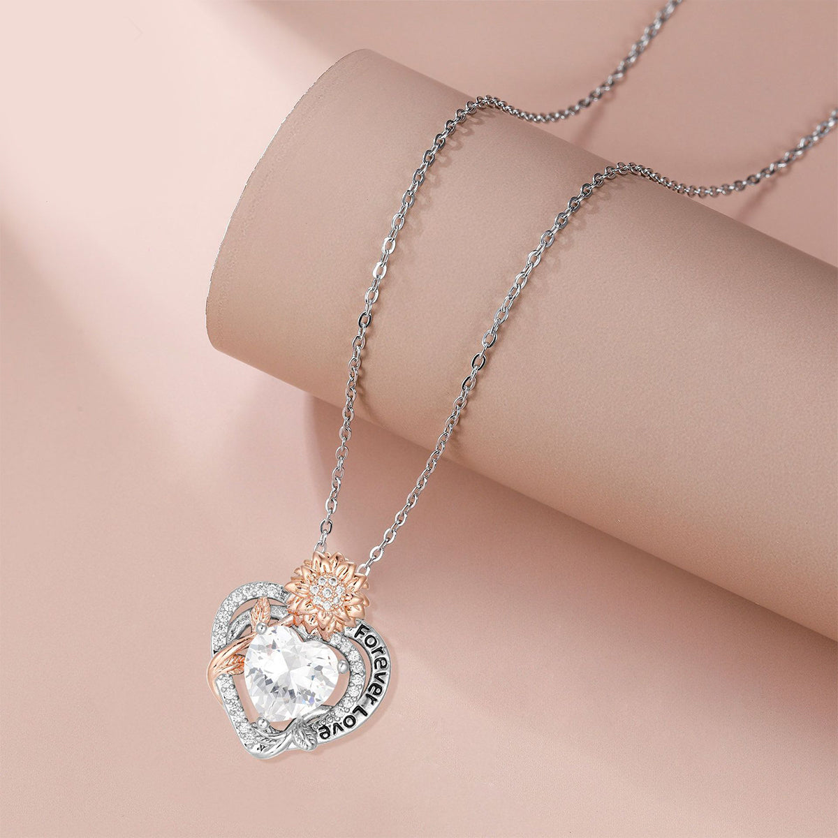 Copper With Silver/Rosegold Plated Heart Pendant Necklace