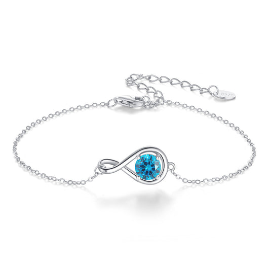 925 Sterling Silver Birthstone Infinity Bracelet Extension Chain
