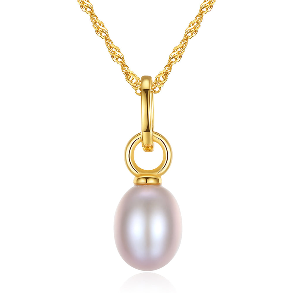 925 Sterling Silver Natural Pearl Drop Necklace Fashion Jewelry Gift for Women Girls