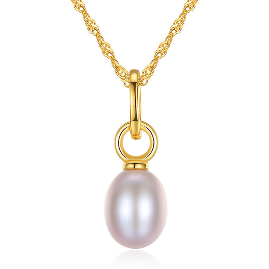 925 Sterling Silver Natural Pearl Drop Necklace Fashion Jewelry Gift for Women Girls