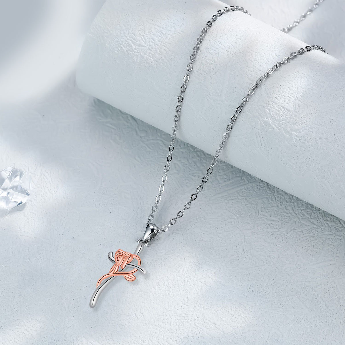 Copper With Silver/Rosegold Plated Cross Pendant Necklace