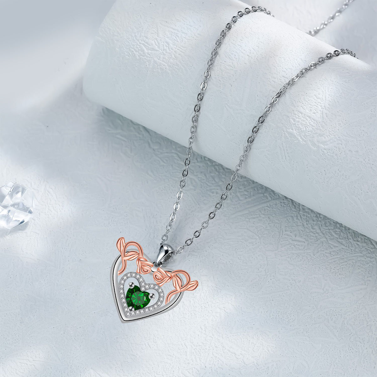 Copper With Silver/Rosegold Plated Heart Pendant Necklace