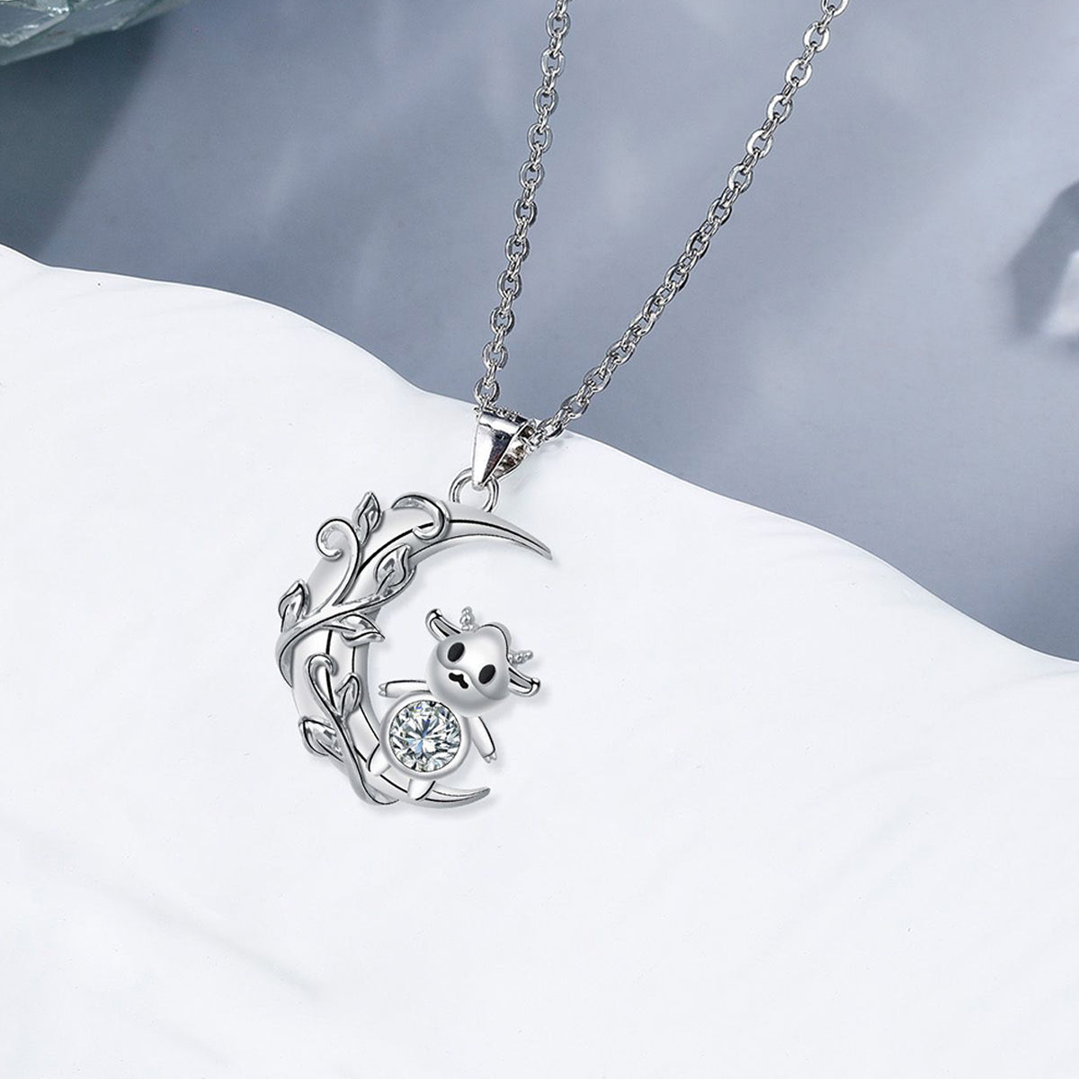 Copper With Silver Plated Moon Pendant Necklace