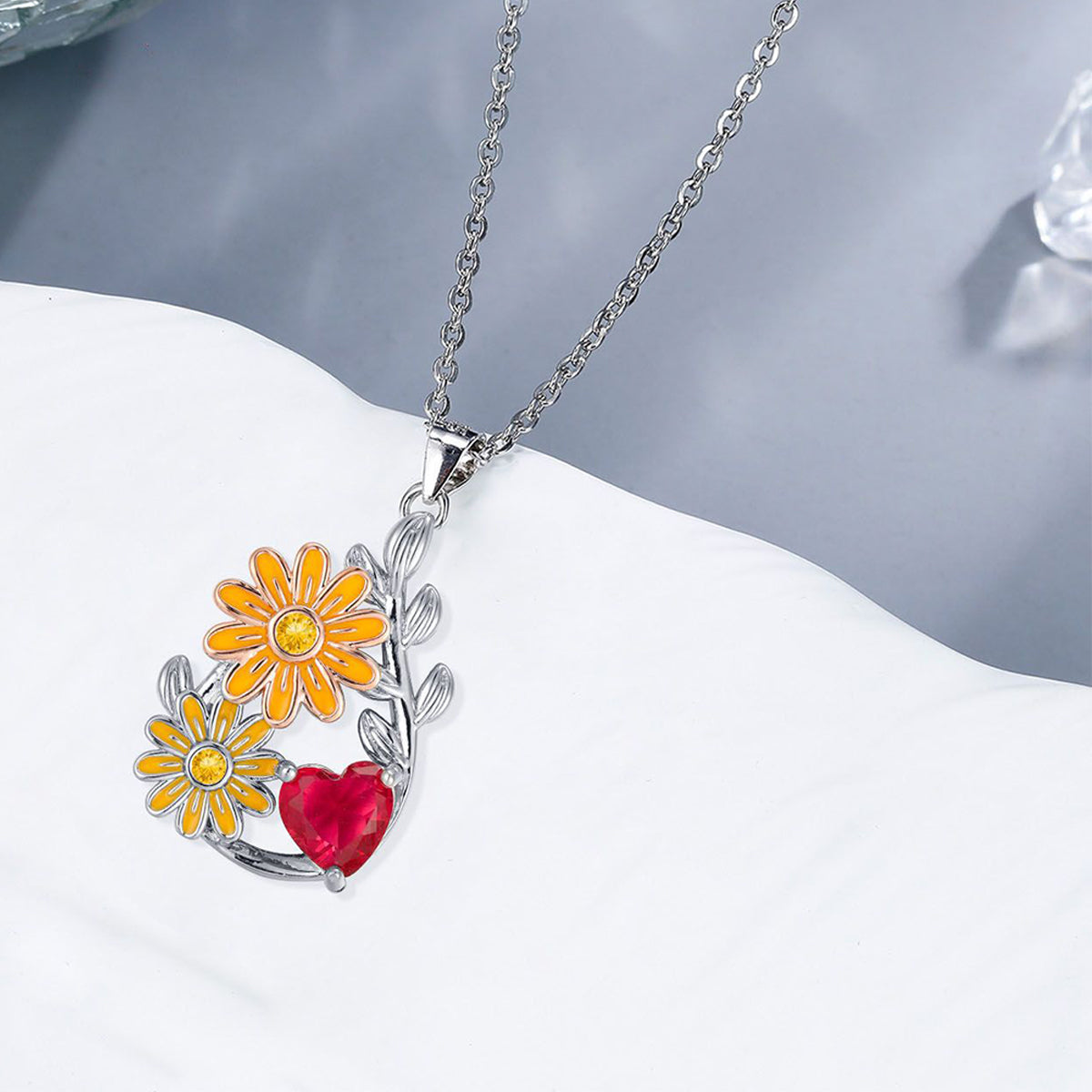 Copper With Silver Plated Flowers Pendant Necklace