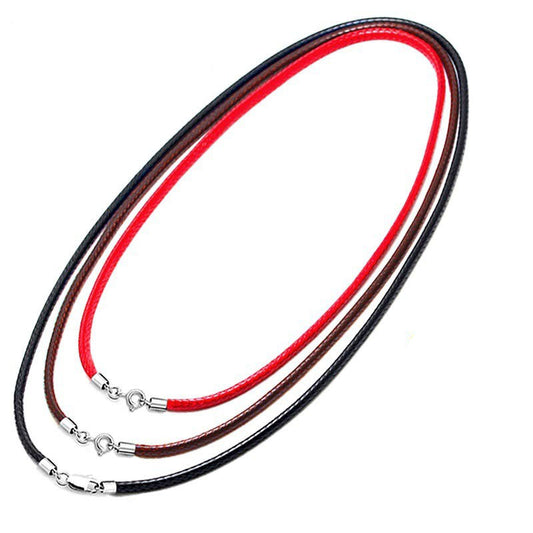 925 Sterling Silver Wax Leather Necklace Chain 1mm 1.5mm 2mm 2.5mm 3mm For Jewelry DIY