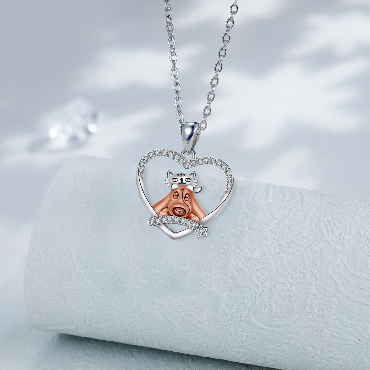 Copper With Silver/Rosegold Plated Heart Pendant Necklace