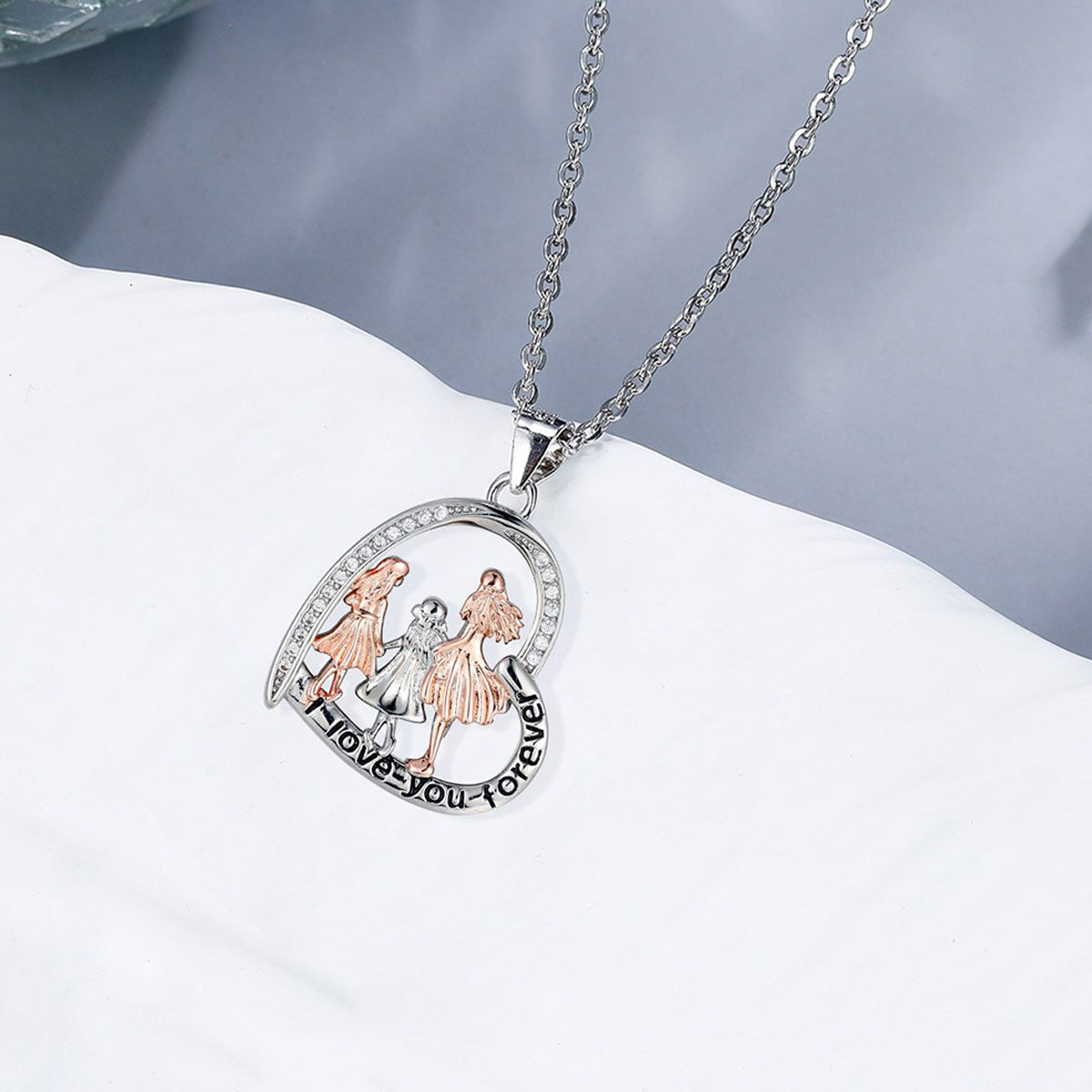 Copper With Silver/Rosegold Plated Heart Pendant Necklace