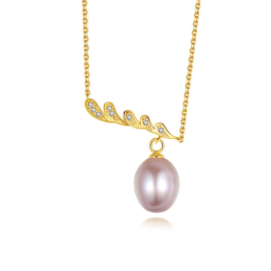 925 Sterling Silver Natural Pearl Drop Necklace Fashion Jewelry Gift for Women Girls