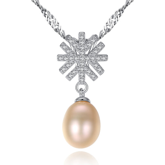 925 Sterling Silver Natural Pearl Drop Necklace Fashion Jewelry Gift for Women Girls