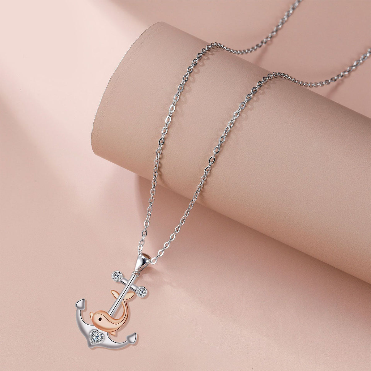 Copper With Silver/Rosegold Plated Heart Pendant Necklace