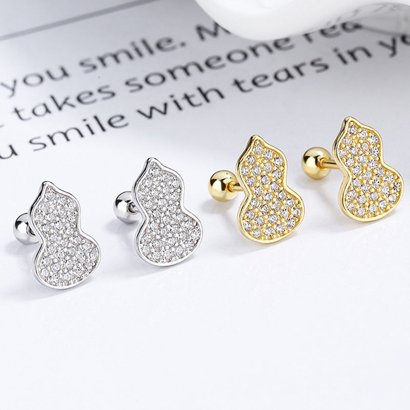 925 Sterling Silver Calabash Screw Back Stud Earrings