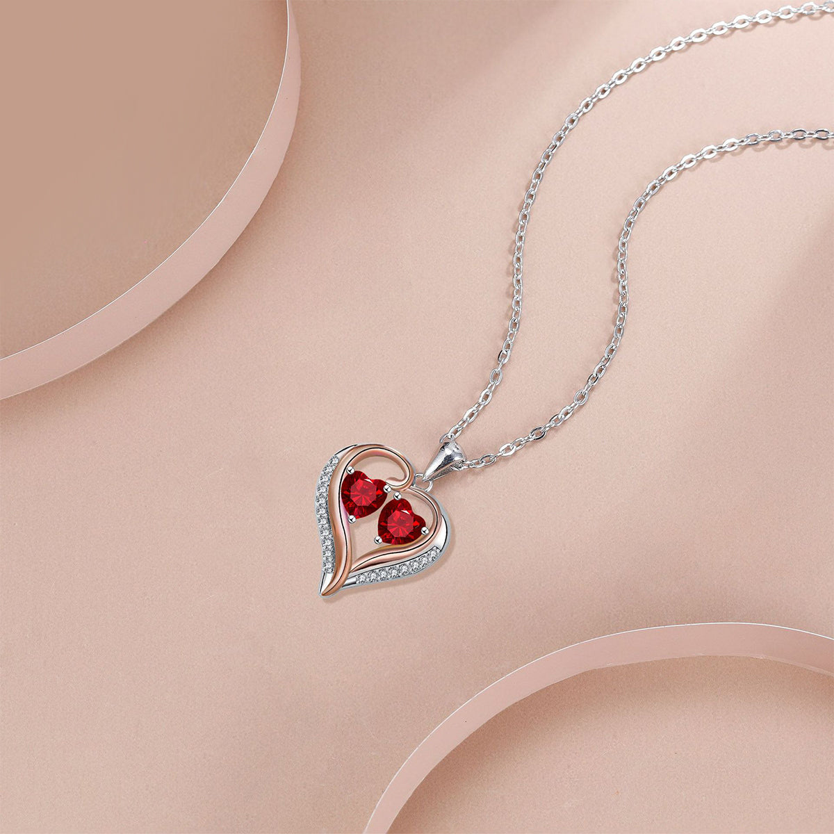 Copper With Silver/Rosegold Plated Heart Pendant Necklace