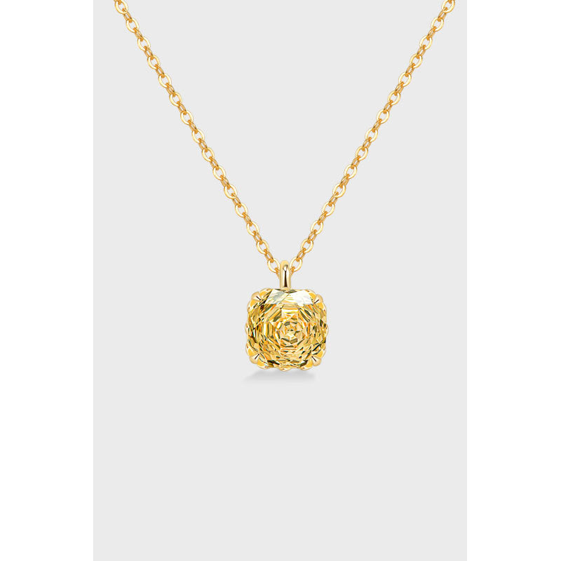 925 Sterling Silver Fashion 18K Gold Zircon Pendant Necklace