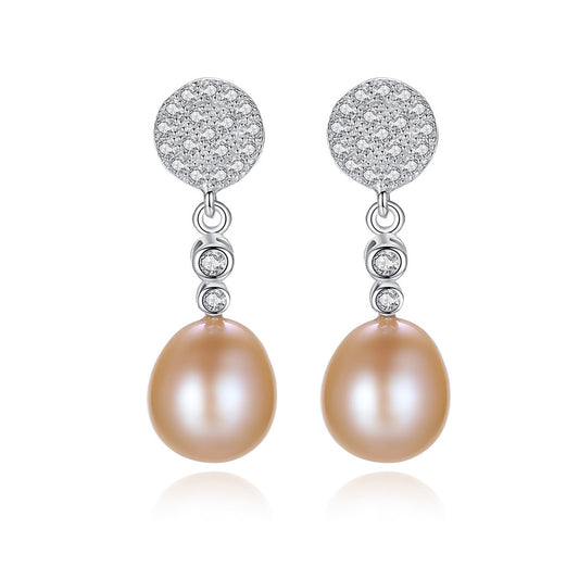 925 Sterling Silver Natural Pearl Drop Earrings Fashion Jewelry Gift for Women Girls