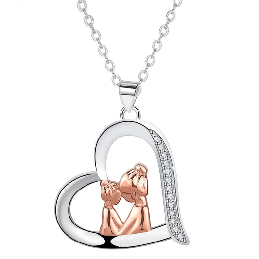 Copper With Silver/Rosegold Plated Heart Pendant Necklace for Women