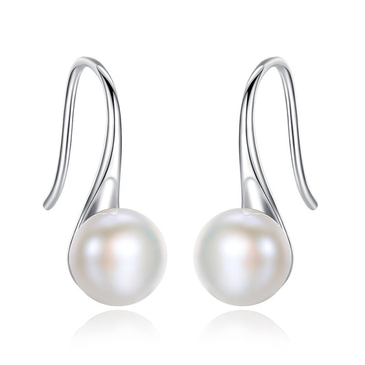 925 Sterling Silver Natural Pearl Drop Earrings Fashion Jewelry Gift for Women Girls