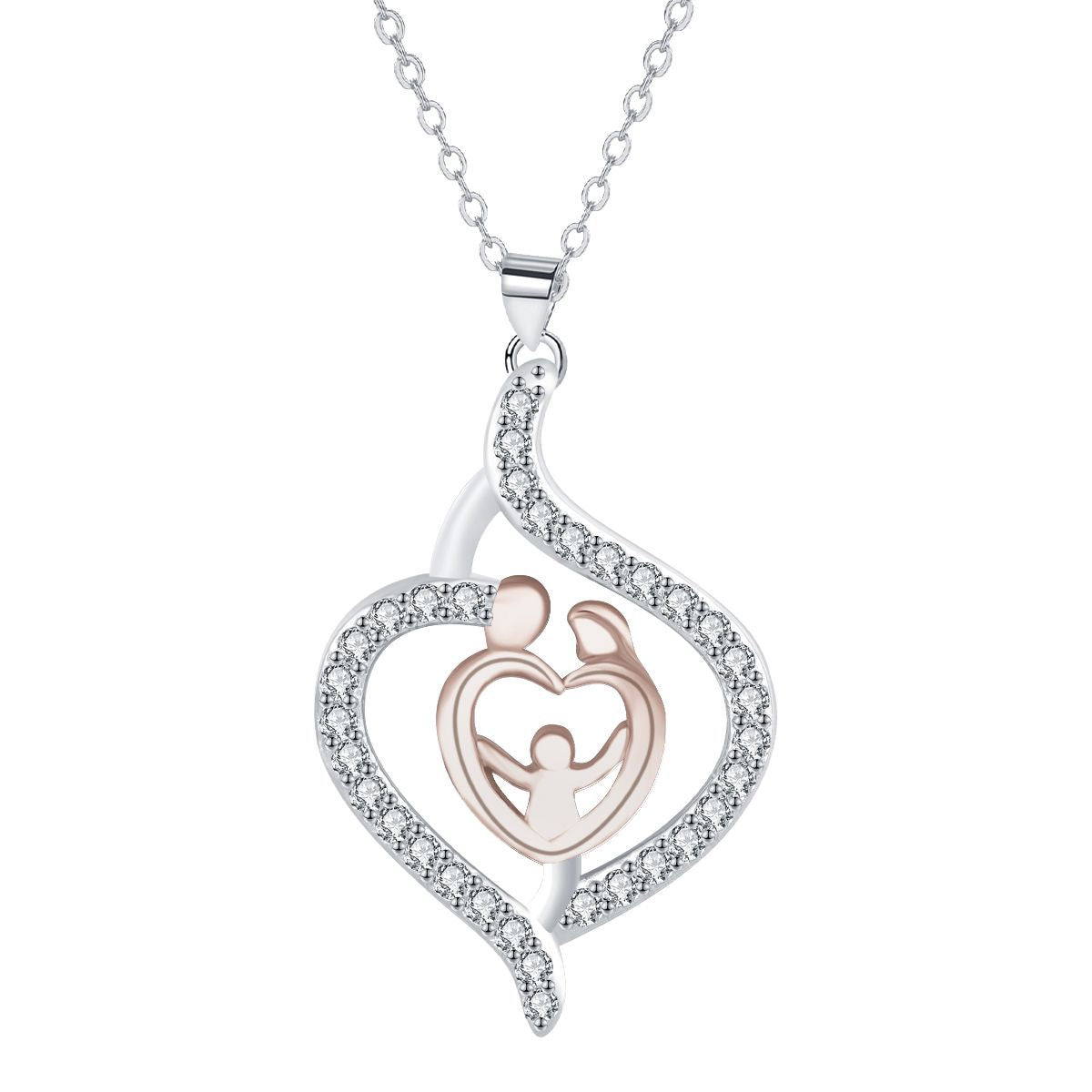 Copper With Silver/Rosegold Plated Heart Pendant Necklace