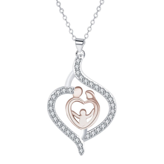 Copper With Silver/Rosegold Plated Heart Pendant Necklace