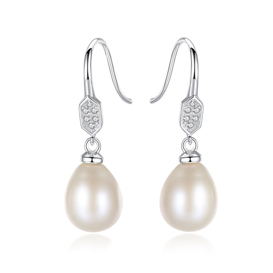 Pendientes colgantes de perla natural de plata de ley 925, joyería de moda, regalo para mujeres y niñas.