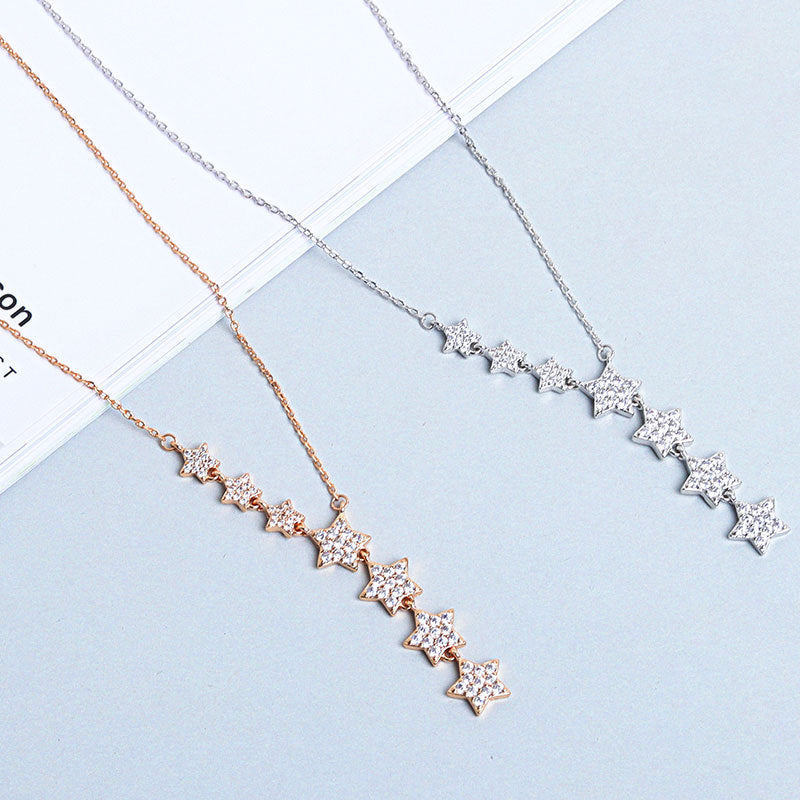 925 Sterling Silver Fashion Stars Necklace