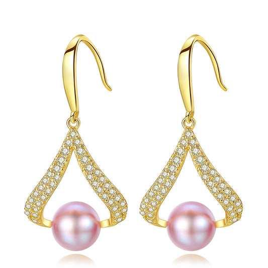 925 Sterling Silver Natural Pearl Drop Earrings Fashion Jewelry Gift for Women Girls