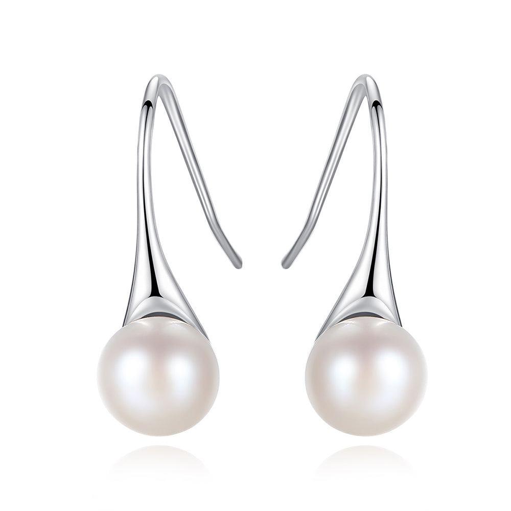 925 Sterling Silver Natural Pearl Drop Earrings Fashion Jewelry Gift for Women Girls