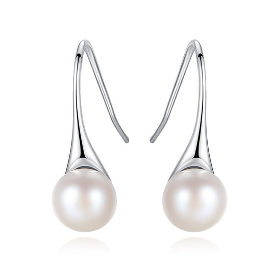 925 Sterling Silver Natural Pearl Drop Earrings Fashion Jewelry Gift for Women Girls