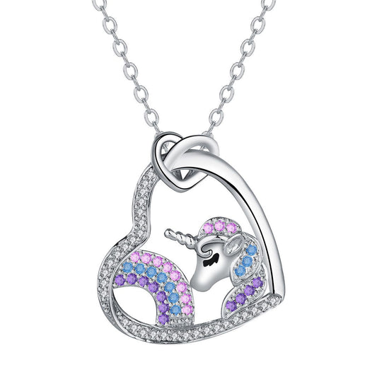 Copper With Silver Plated Unicorn Necklace for Women