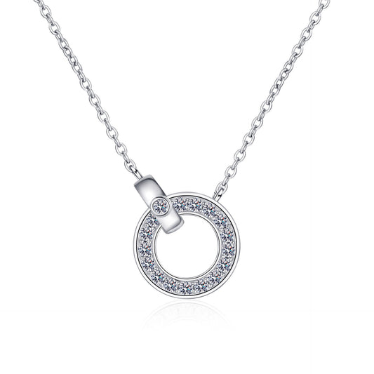 925 Sterling Silver Moissanite Link Circles Necklace