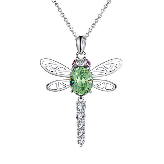 925 Sterling Silver Crystal Dragonfly Necklace