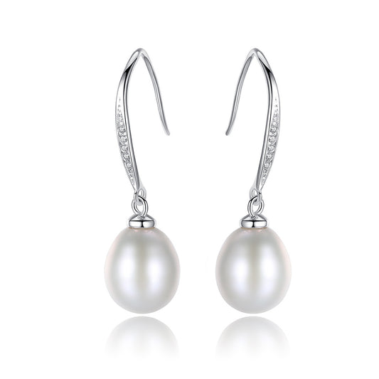 925 Sterling Silver Natural Pearl Drop Earrings Fashion Jewelry Gift for Women Girls