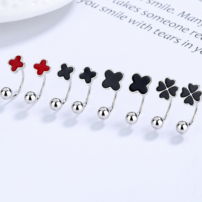 925 Sterling Silver Lucky flower Screwed Earrings