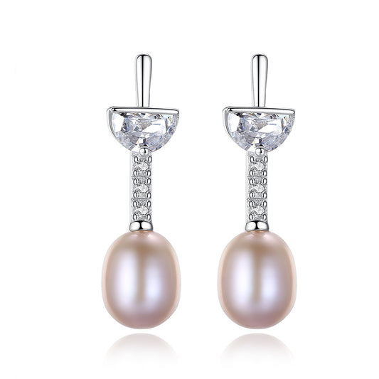 925 Sterling Silver Natural Pearl Drop Earrings Fashion Jewelry Gift for Women Girls