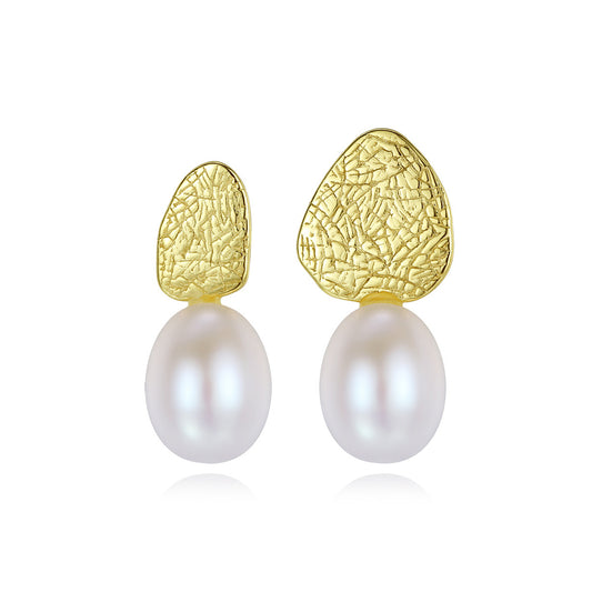 925 Sterling Silver Natural Pearl Drop Earrings Fashion Jewelry Gift for Women Girls