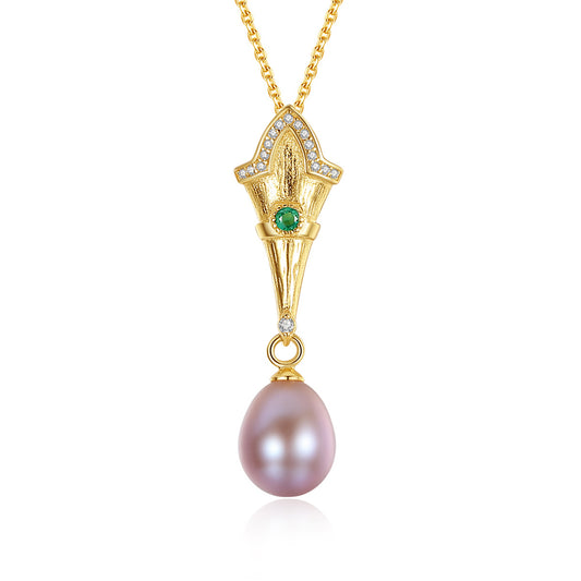 925 Sterling Silver Natural Pearl Drop Necklace Fashion Jewelry Gift for Women Girls