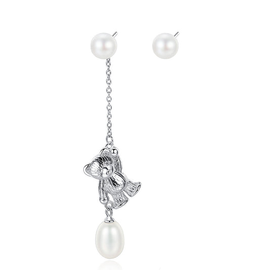 925 Sterling Silver Natural Pearl Drop Earrings Fashion Jewelry Gift for Women Girls