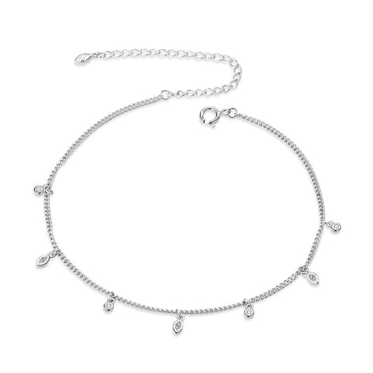 925 Sterling Silver Zircon Fashion Anklet