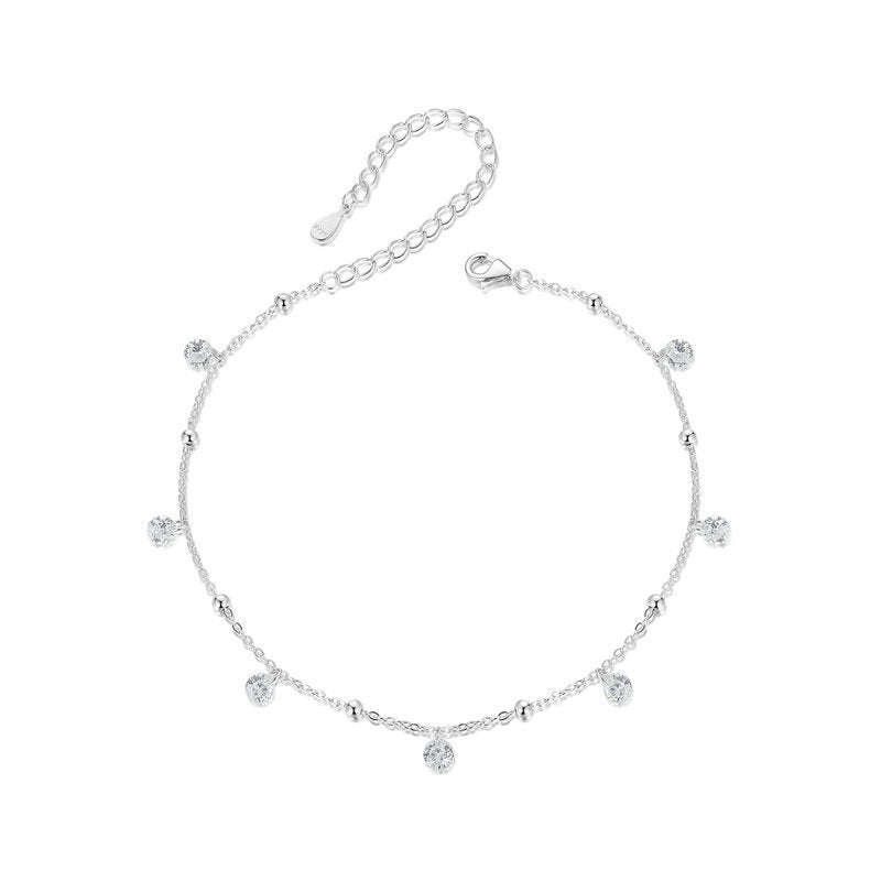 925 Sterling Silver Zircon Fashion Anklet