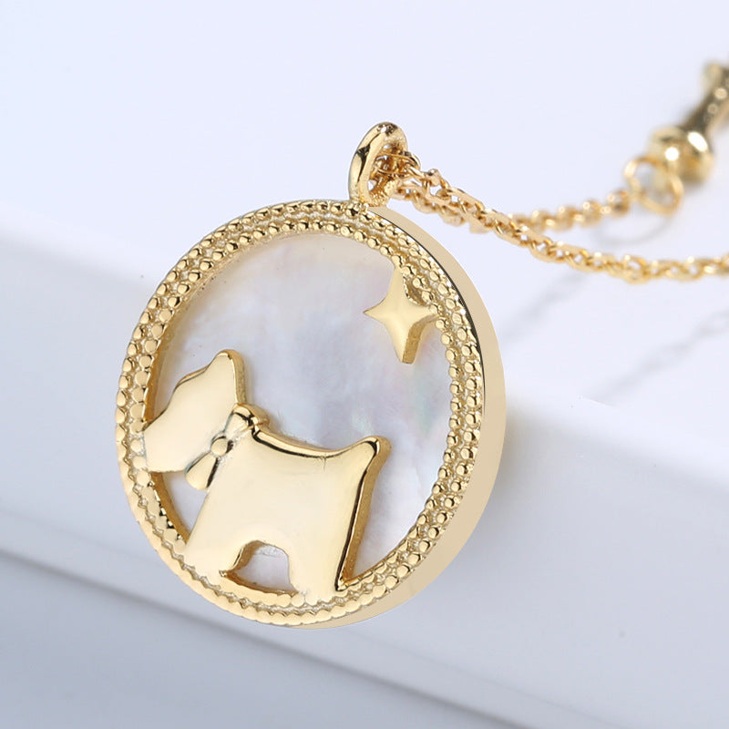 925 Sterling Silver Fashion Cute Dog Necklace