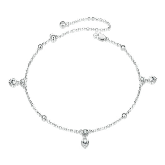 Tobillera de moda de doble capa con diseño de mariposa en plata de ley 925